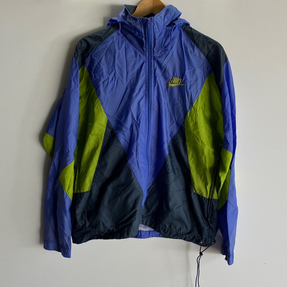 Nike Men's Blue and Lime Windbreaker